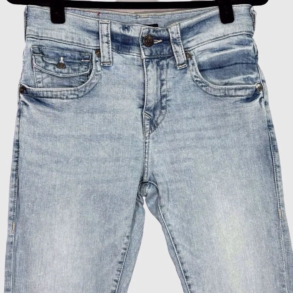True Religion Jeans Mens 29x34 Rocco Relaxed Skinny Light Wash Blue Denim